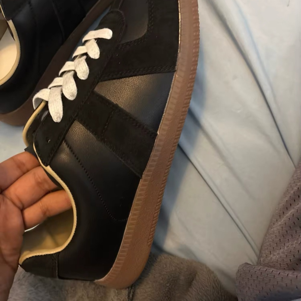 Classic Black and White Sneakers with Gum Sole
